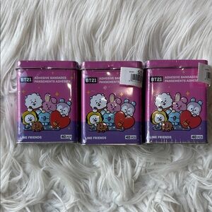3 BT21 Adhesive Bandages - Purple